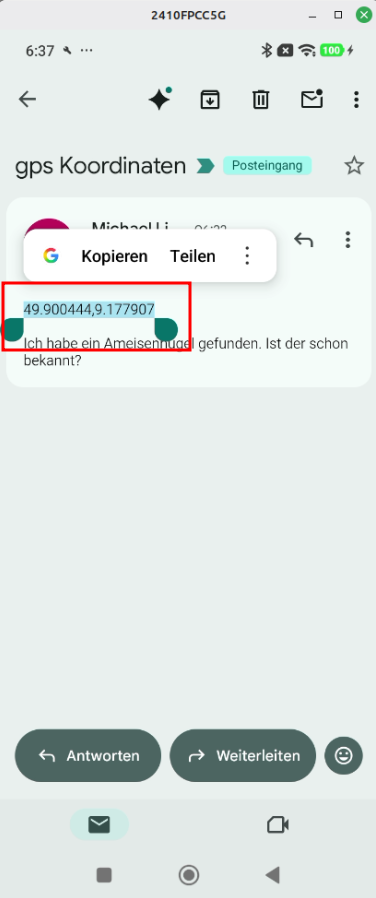 Schritt 1: Beispiel E-Mail Copy & Paste