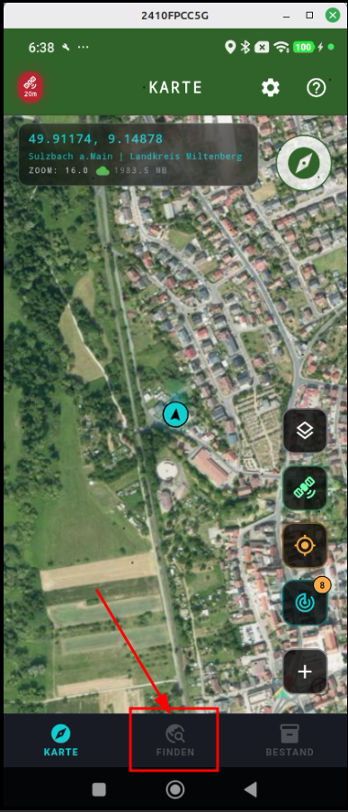 Schritt 2: Menüpunkt Finden öffnen