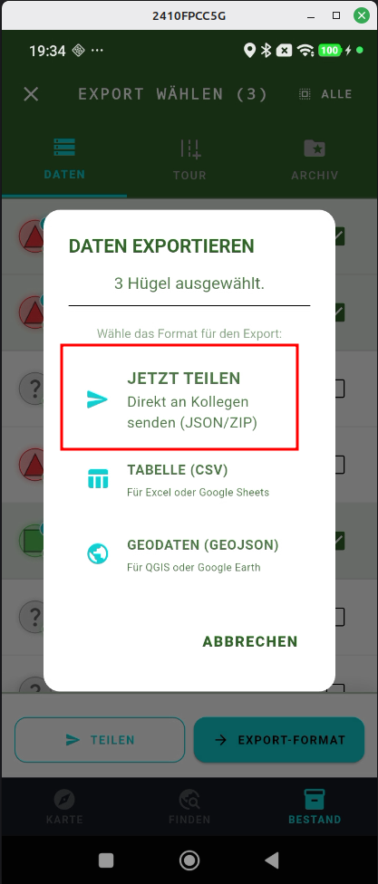 Schritt 6: Jetzt teilen oder andere auswählen